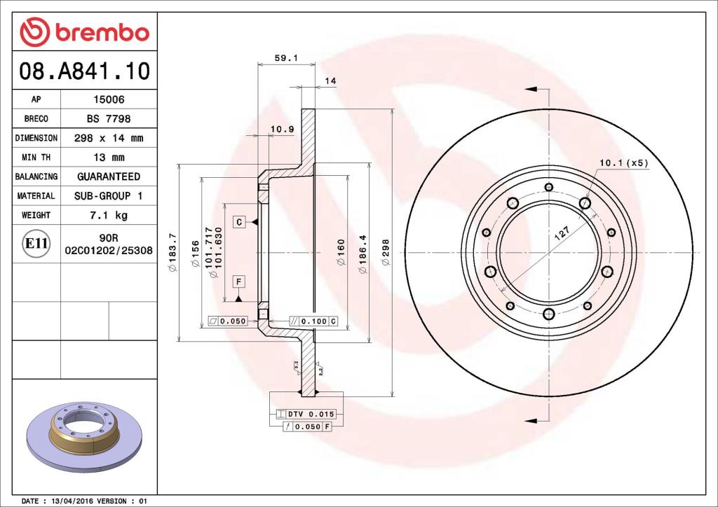 Discos de travão BREMBO ref. 08.A841.10