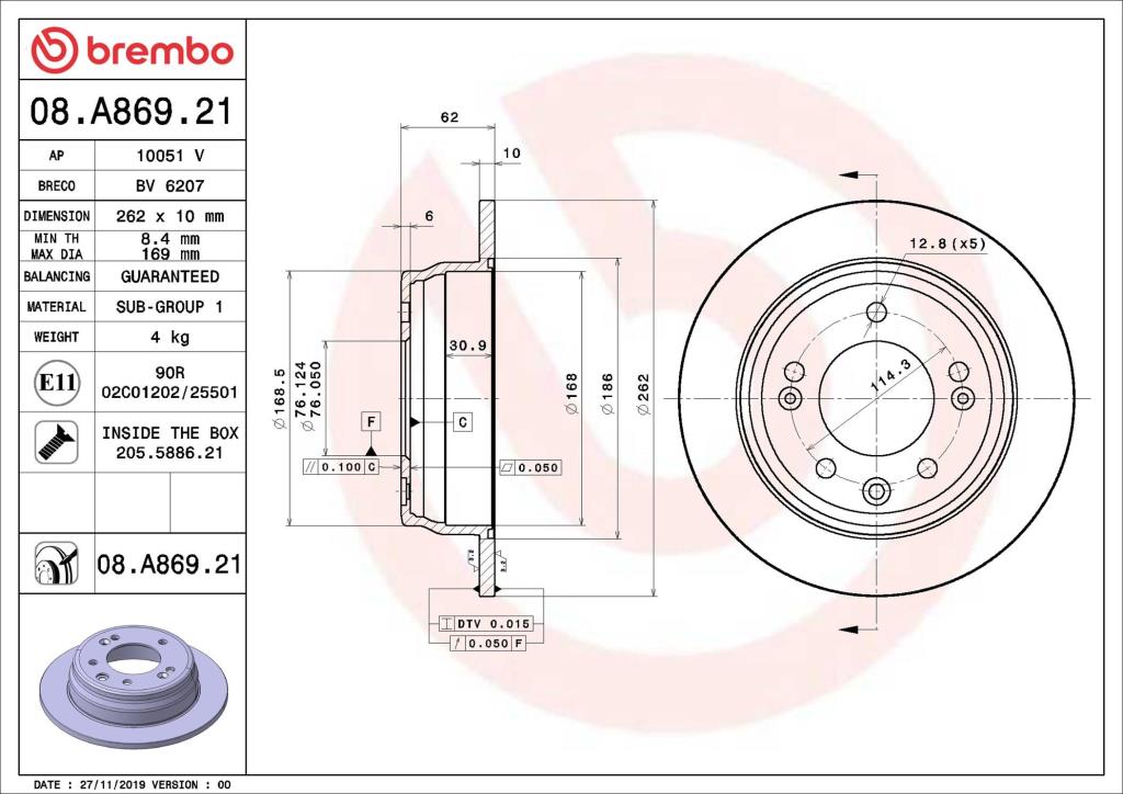 Discos de freno BREMBO ref. 08.A869.21