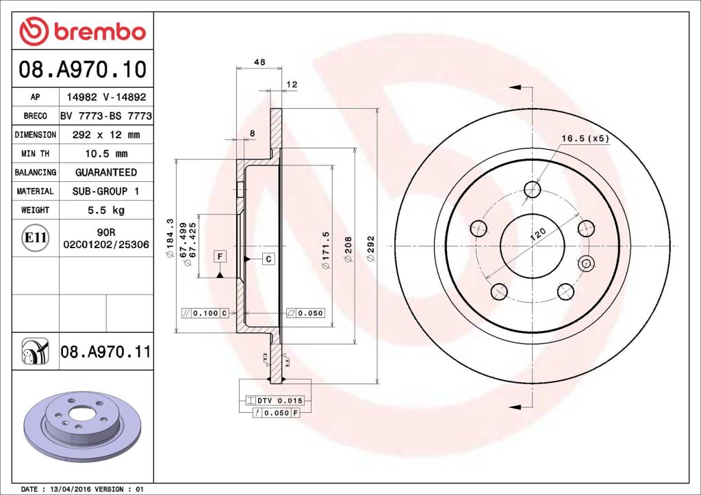 Discos de freno BREMBO ref. 08.A970.11