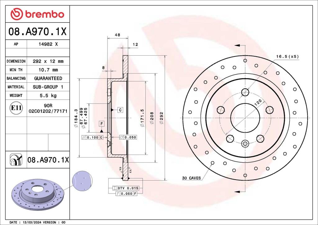 Discos de freno BREMBO ref. 08.A970.1X