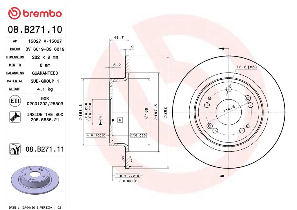 Discos de freno BREMBO ref. 08.B271.11