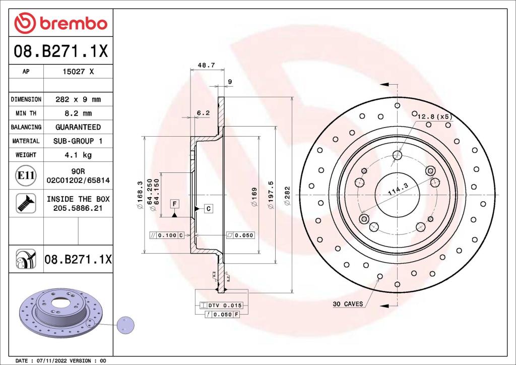 Discos de freno BREMBO ref. 08.B271.1X
