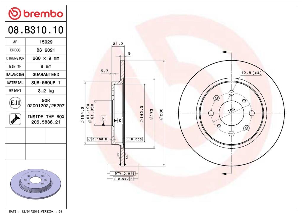 Discos de freno BREMBO ref. 08.B310.10