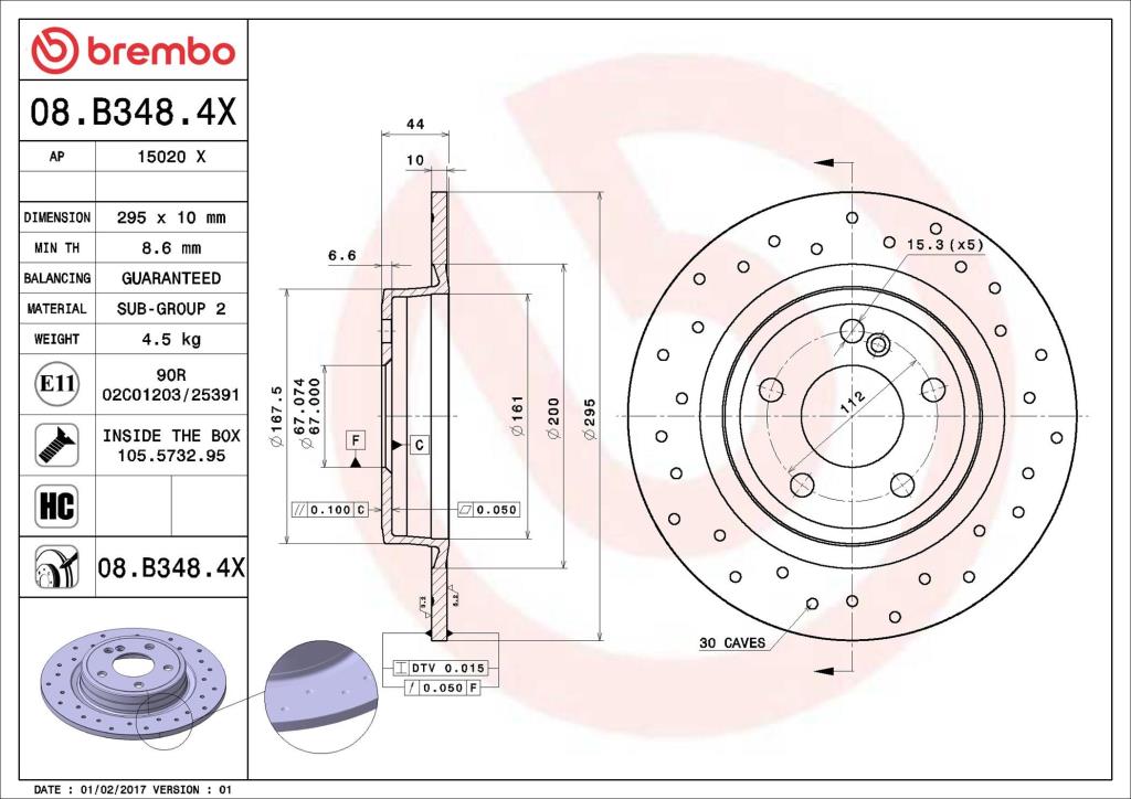 Discos de freno BREMBO ref. 08.B348.4X