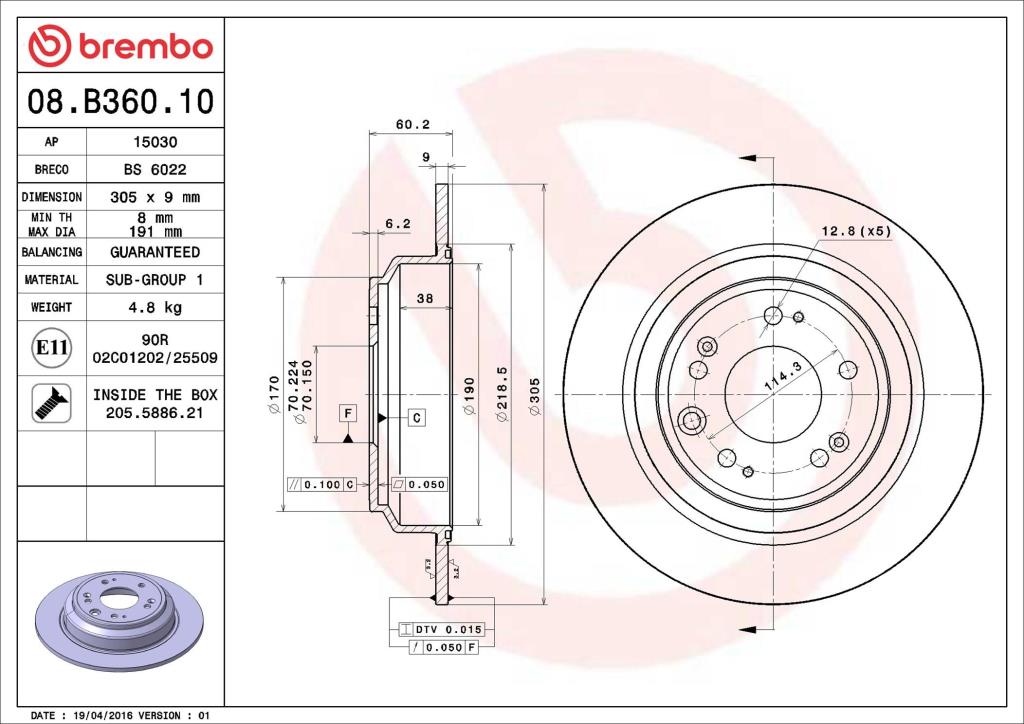 Discos de freno BREMBO ref. 08.B360.10