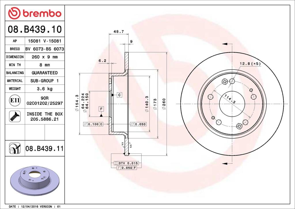 Discos de freno BREMBO ref. 08.B439.11