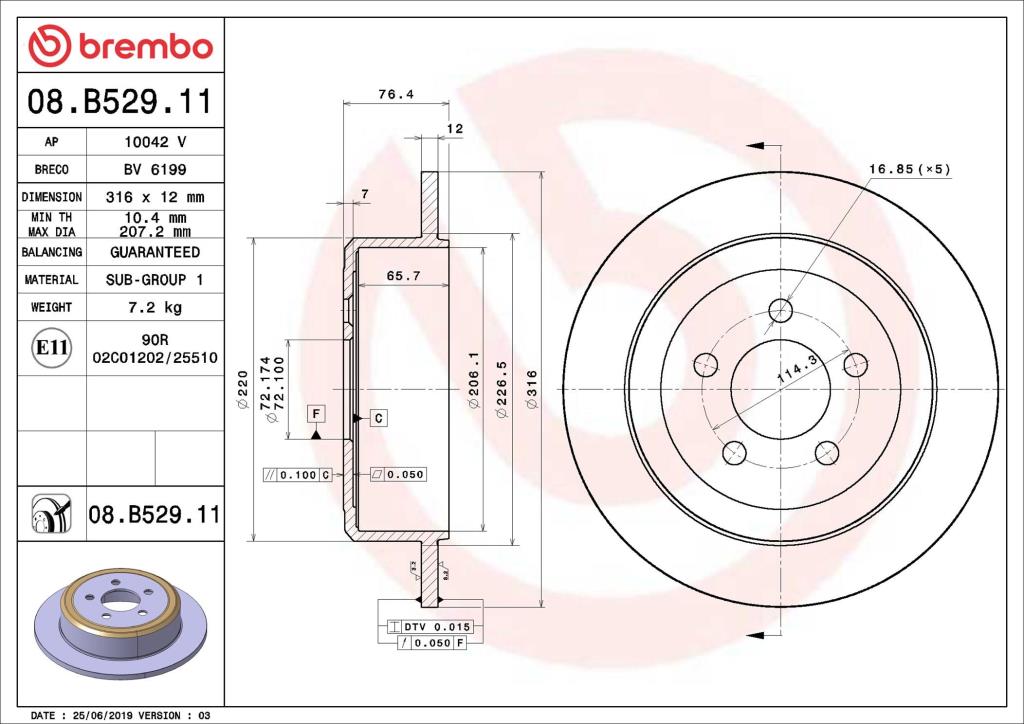 Discos de freno BREMBO ref. 08.B529.11