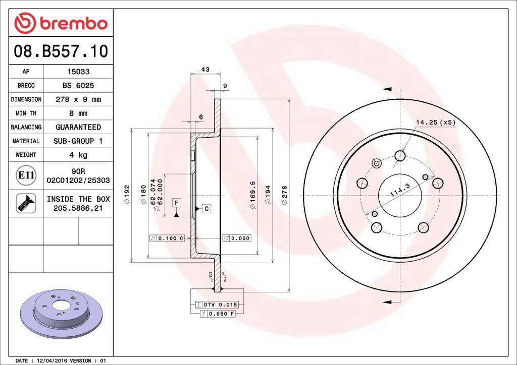 Discos de freno BREMBO ref. 08.B557.10
