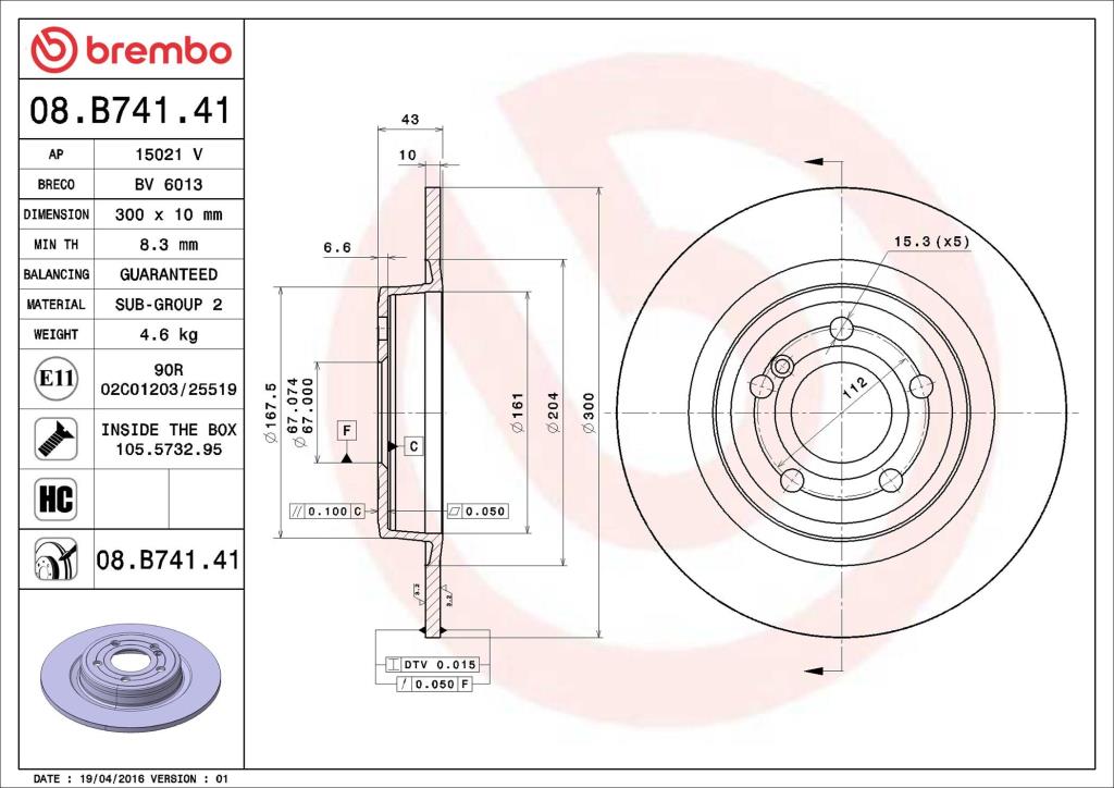 Discos de freno BREMBO ref. 08.B741.41