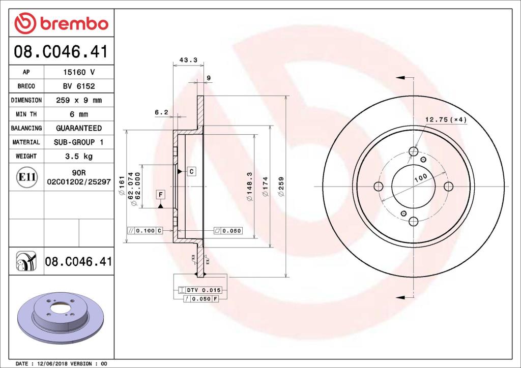 Discos de freno BREMBO ref. 08.C046.41