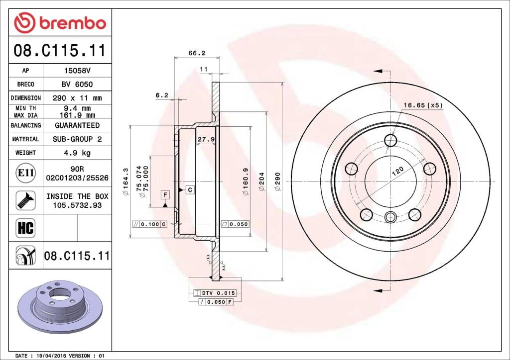 Discos de freno BREMBO ref. 08.C115.11