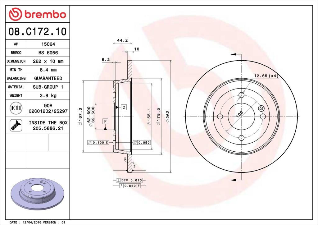 Discos de freno BREMBO ref. 08.C172.10