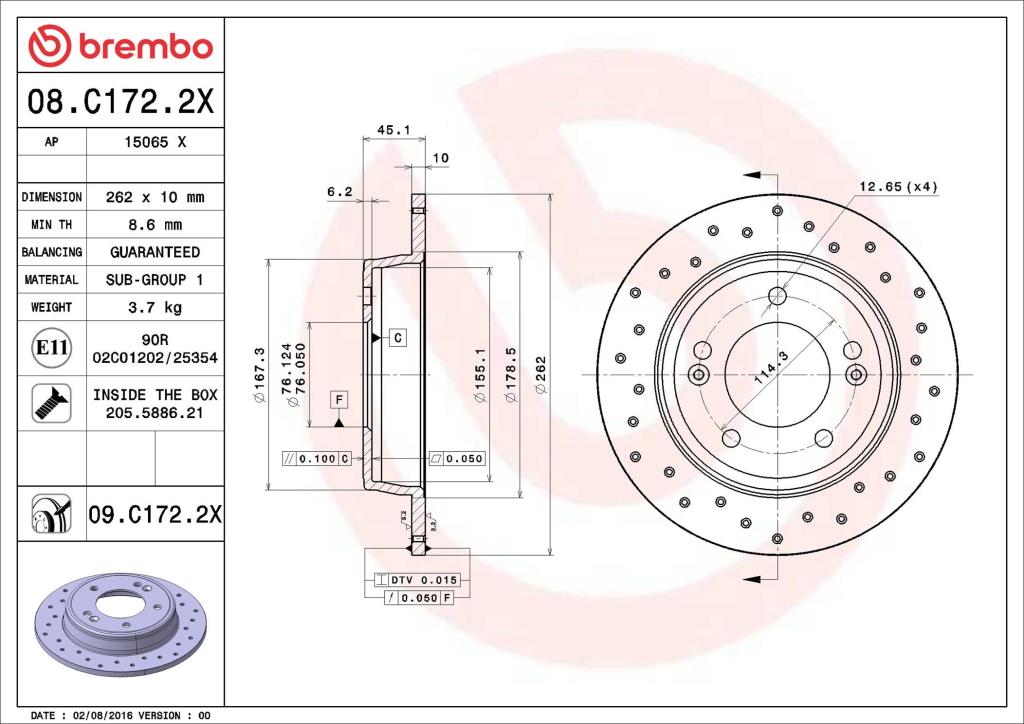 Discos de freno BREMBO ref. 08.C172.2X