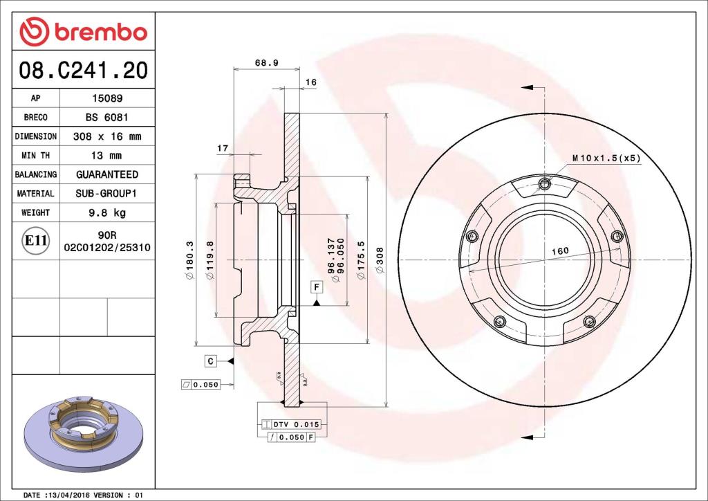 Discos de freno BREMBO ref. 08.C241.20