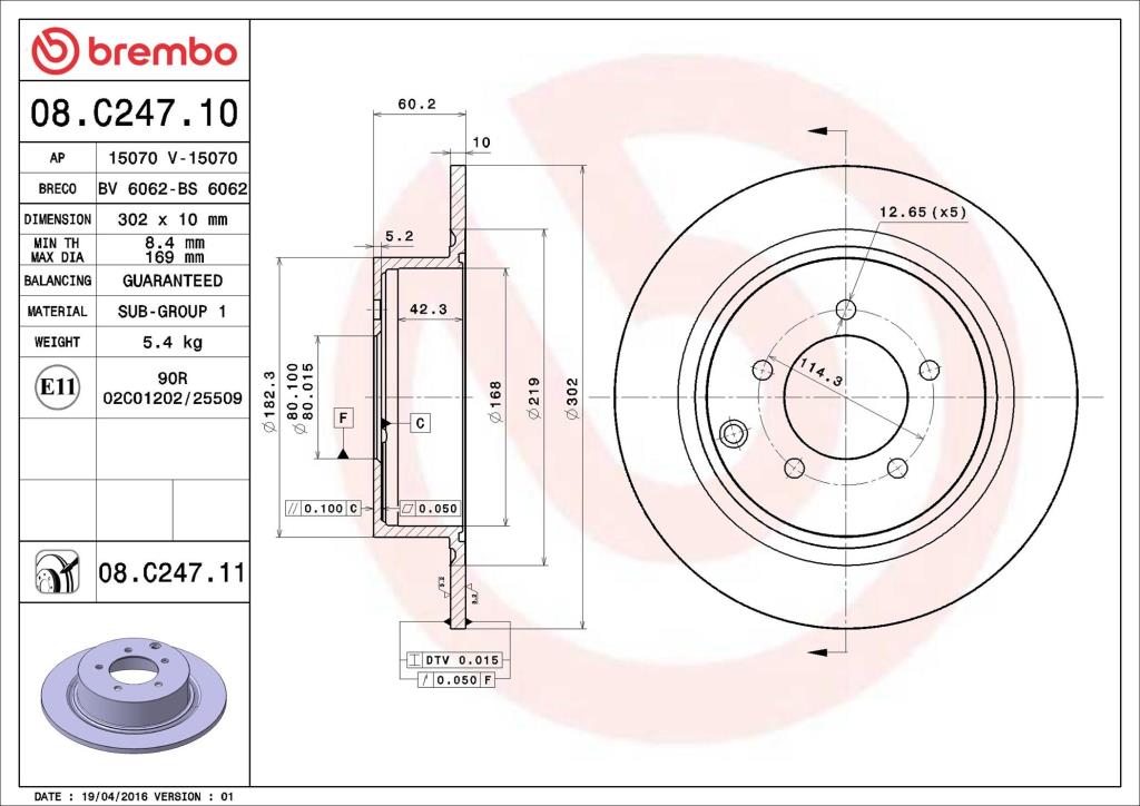 Discos de freno BREMBO ref. 08.C247.11
