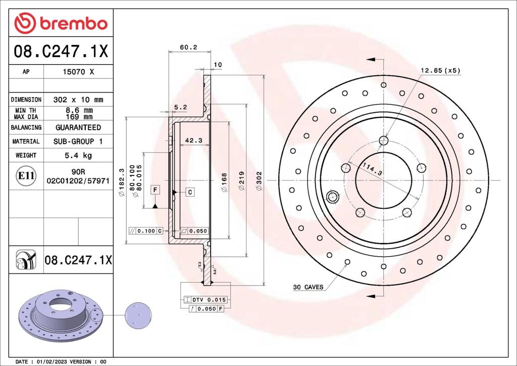 Discos de freno BREMBO ref. 08.C247.1X