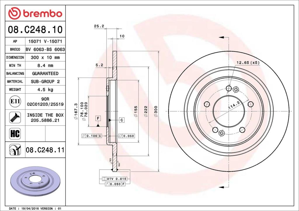 Discos de freno BREMBO ref. 08.C248.11