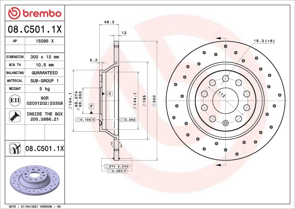 Disques de frein BREMBO 08.C501.1X