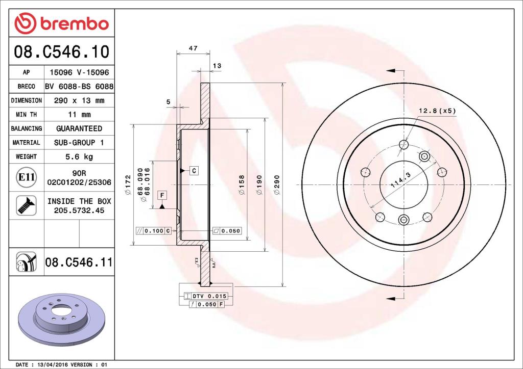 Discos de freno BREMBO ref. 08.C546.11