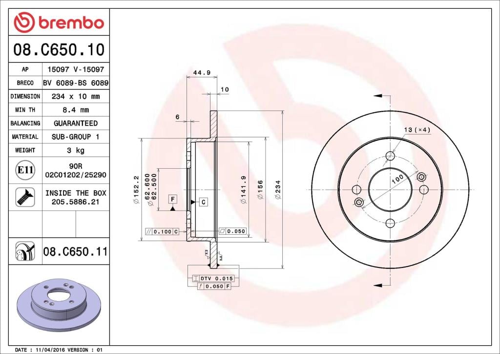 Discos de freno BREMBO ref. 08.C650.11