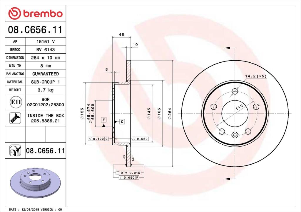 Discos de freno BREMBO ref. 08.C656.11