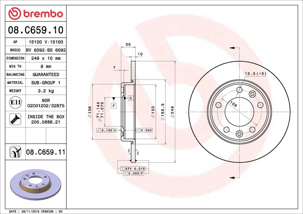 Discos de freno BREMBO ref. 08.C659.11
