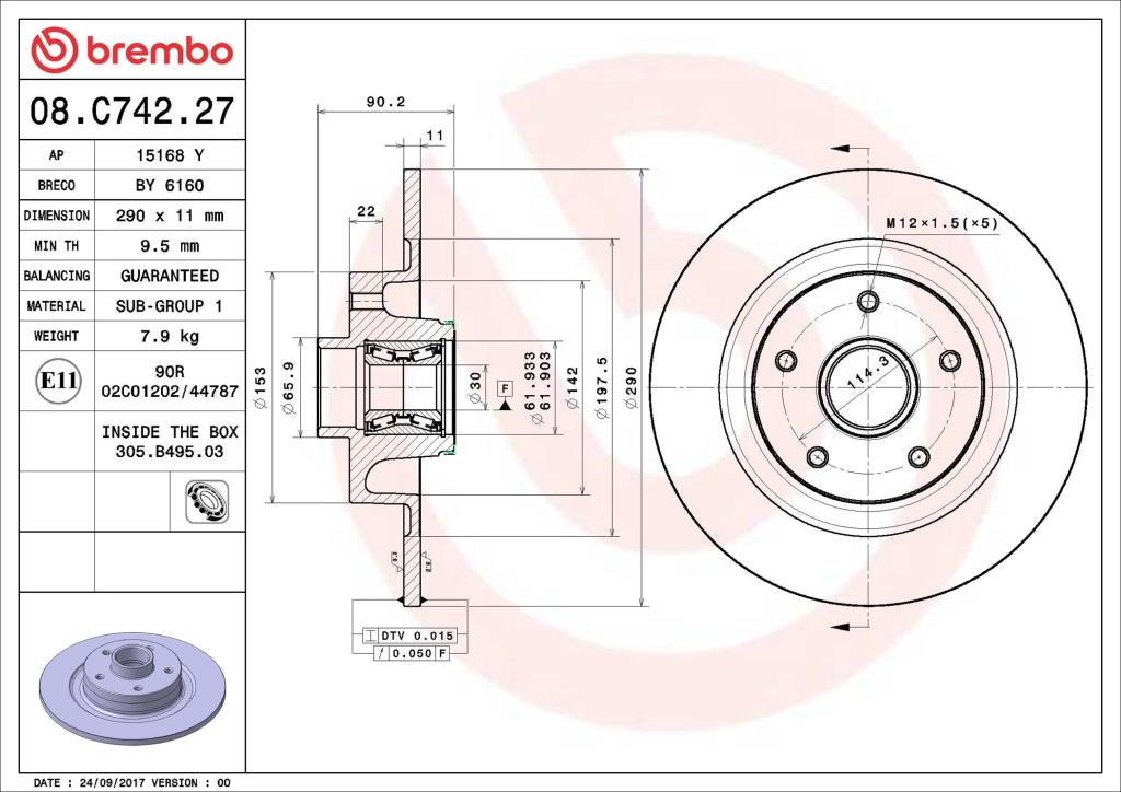 Discos de freno BREMBO ref. 08.C742.27