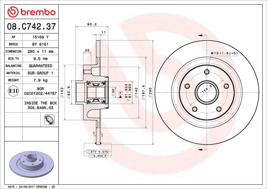 Disques de frein BREMBO ref. 08.C742.37