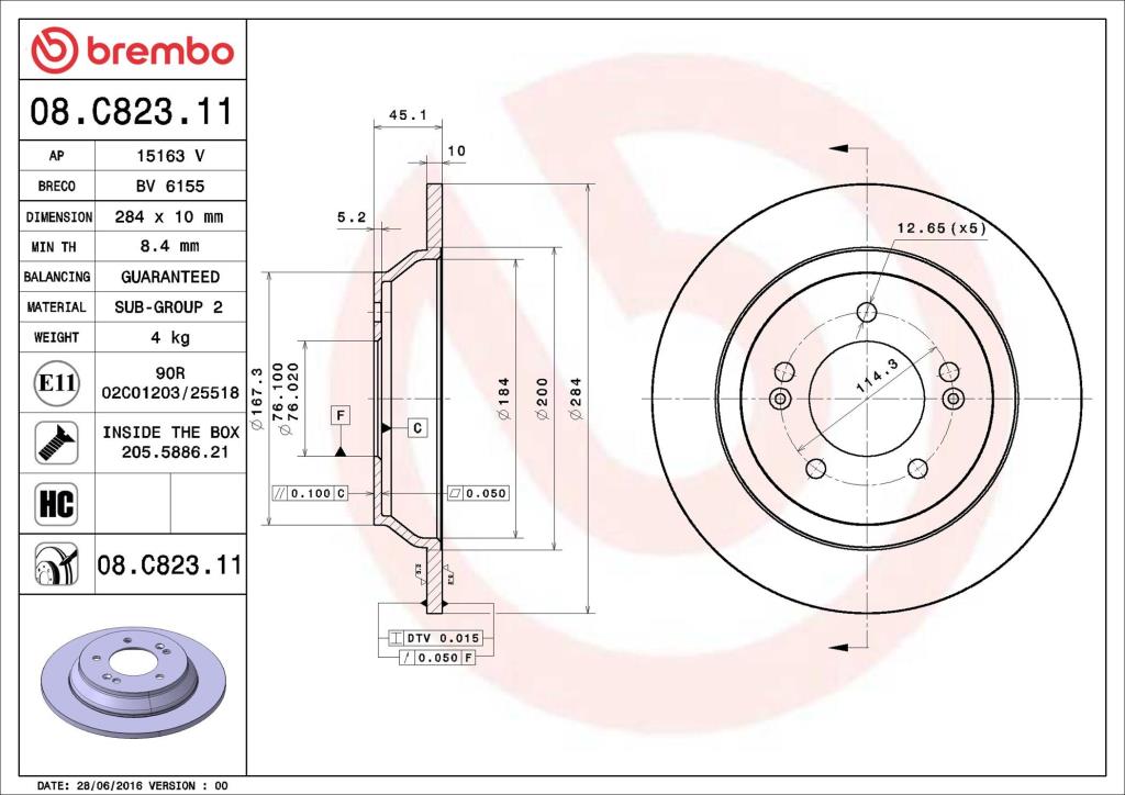 Discos de freno BREMBO ref. 08.C823.11