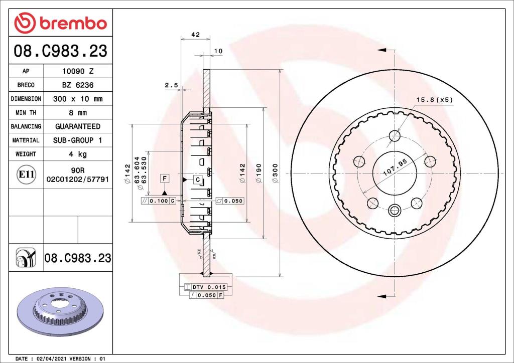 Discos de freno BREMBO ref. 08.C983.23