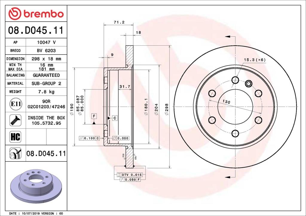 Discos de travão BREMBO ref. 08.D045.11