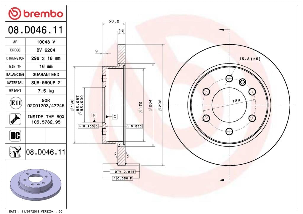 Discos de freno BREMBO ref. 08.D046.11