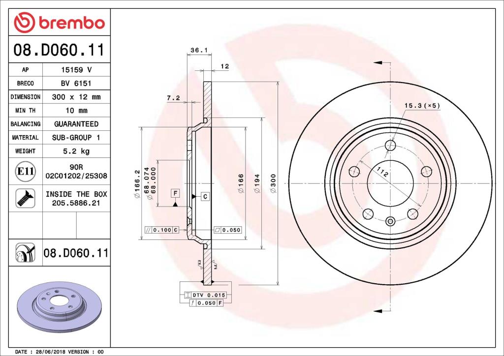 Discos de freno BREMBO ref. 08.D060.11