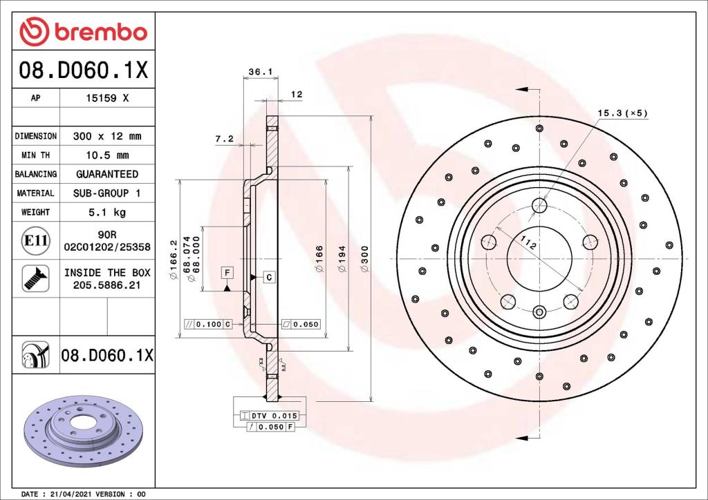 Discos de freno BREMBO ref. 08.D060.1X