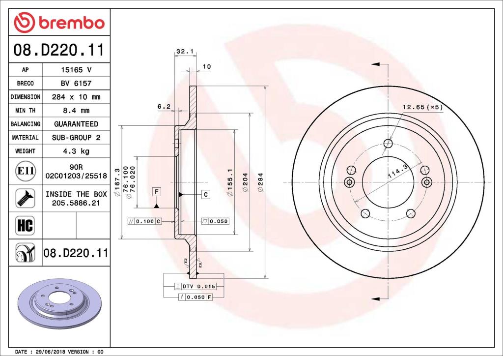 Disques de frein BREMBO ref. 08.D220.11