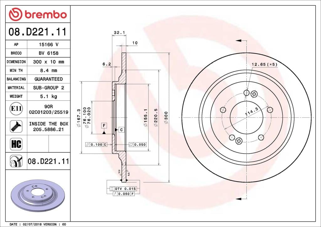 Discos de freno BREMBO ref. 08.D221.11