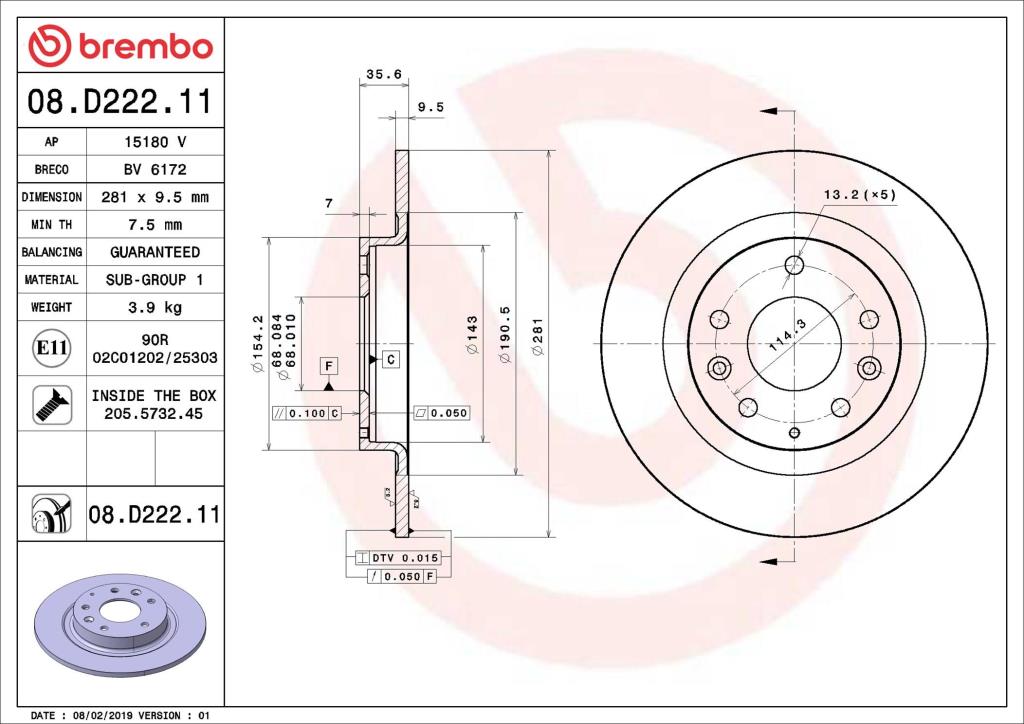 Discos de freno BREMBO ref. 08.D222.11