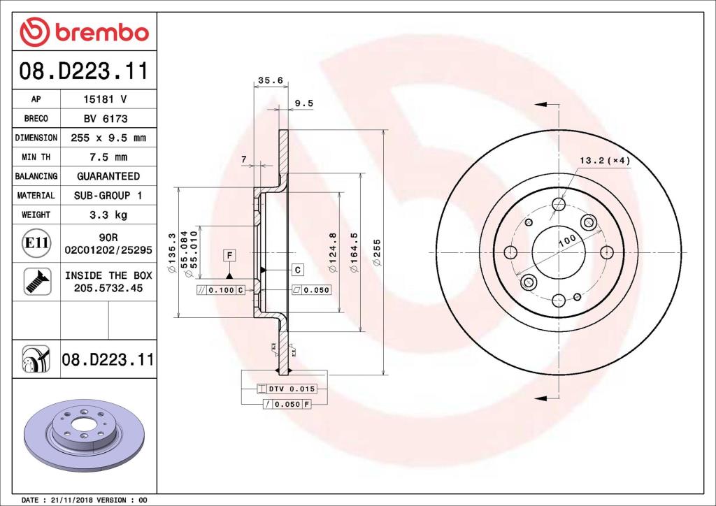 Disques de frein BREMBO 08.D223.11