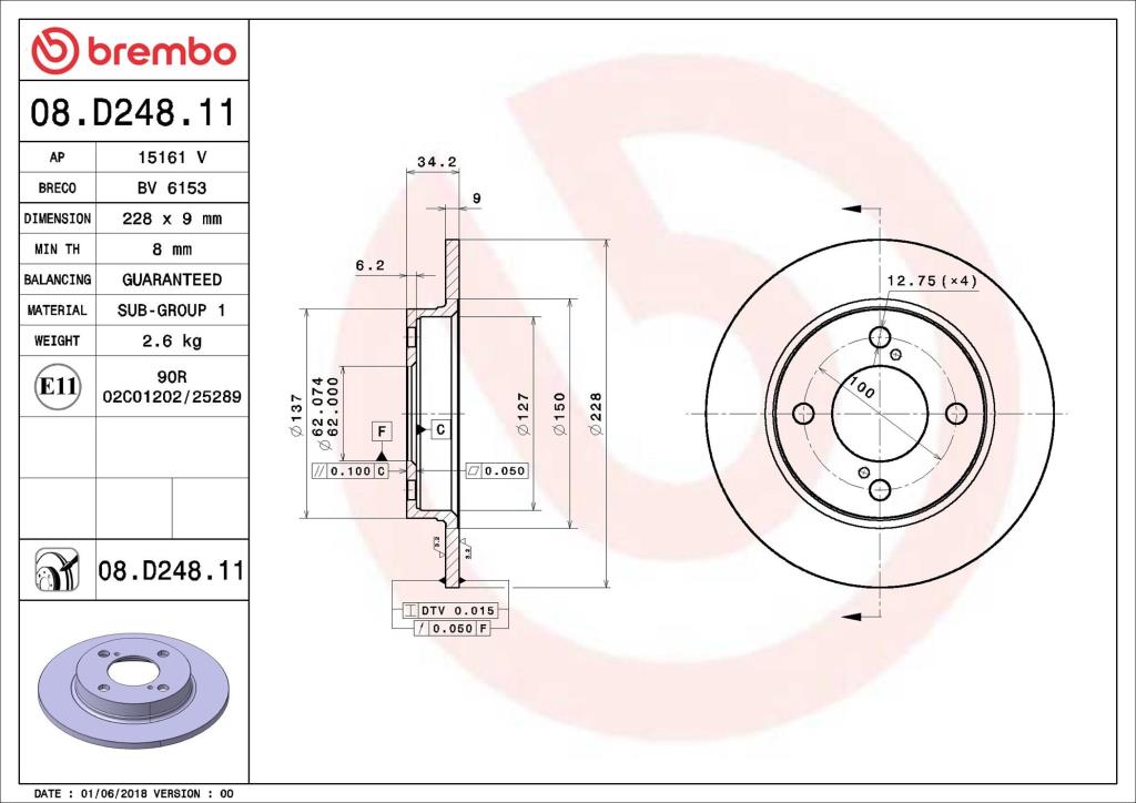 Discos de freno BREMBO ref. 08.D248.11