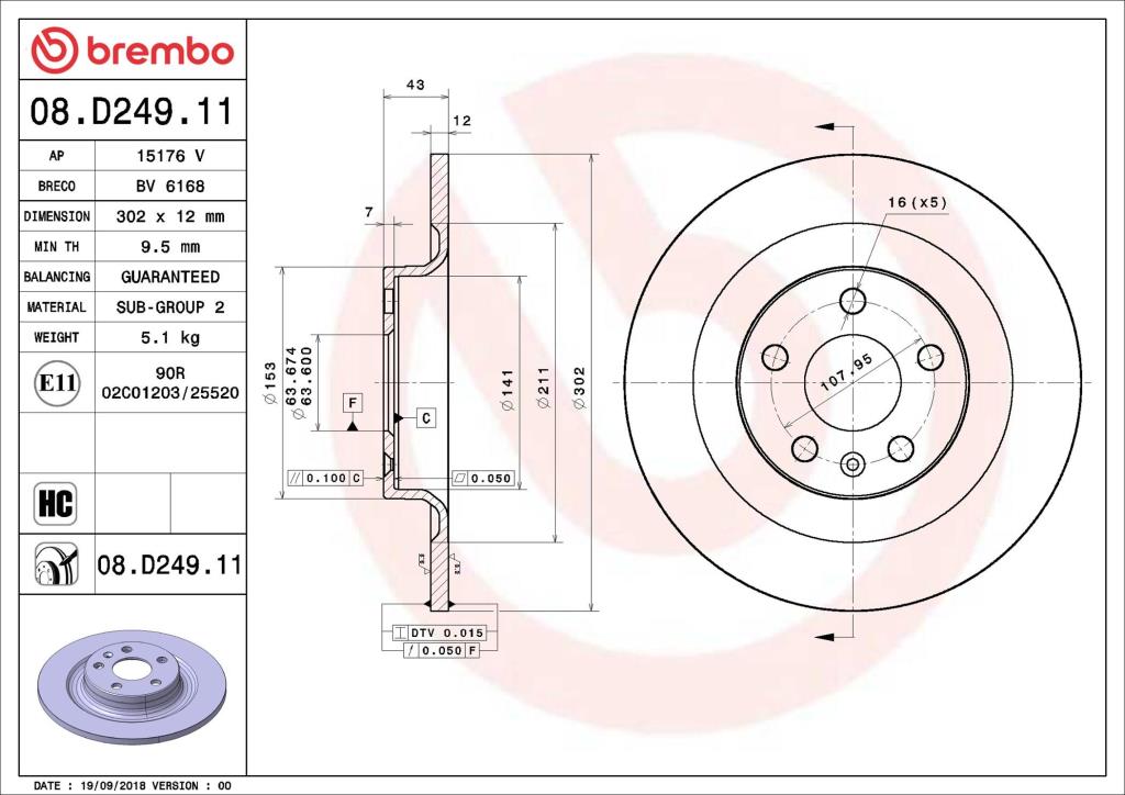 Discos de freno BREMBO ref. 08.D249.11