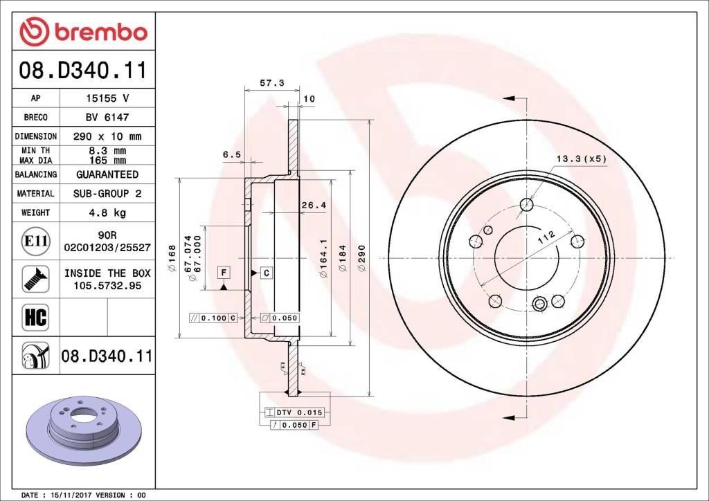 Discos de freno BREMBO ref. 08.D340.11