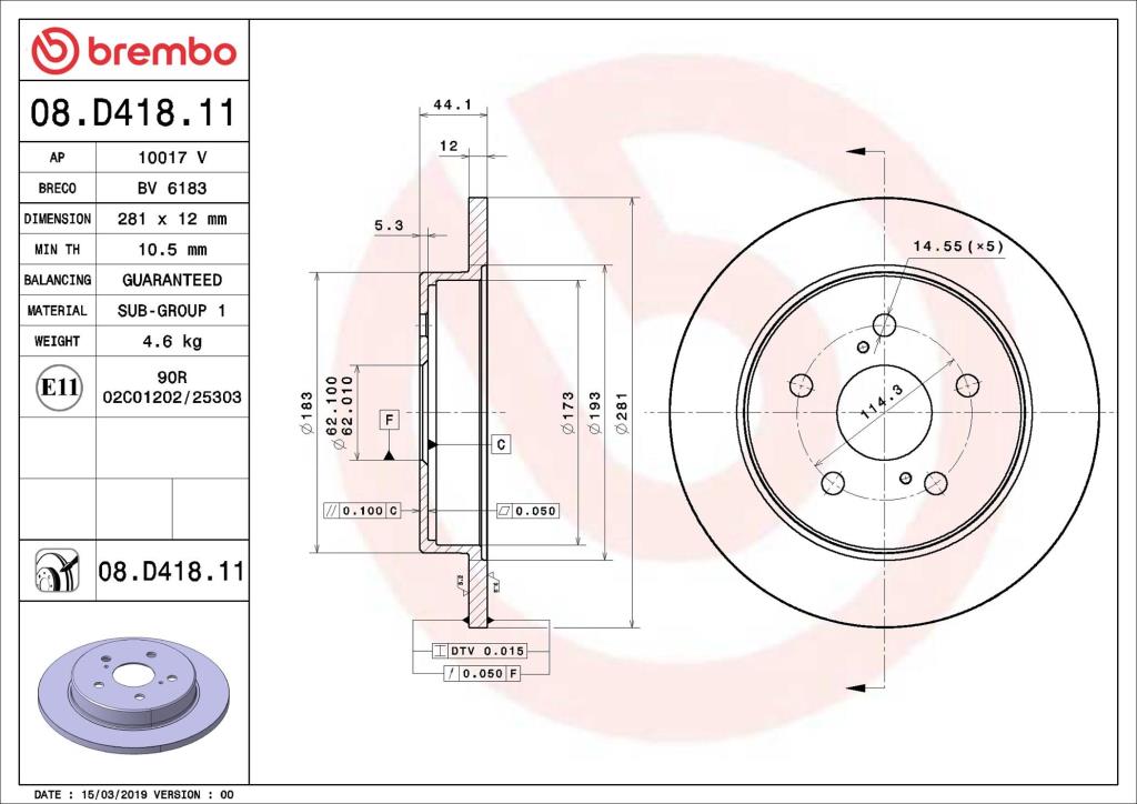 Discos de freno BREMBO ref. 08.D418.11