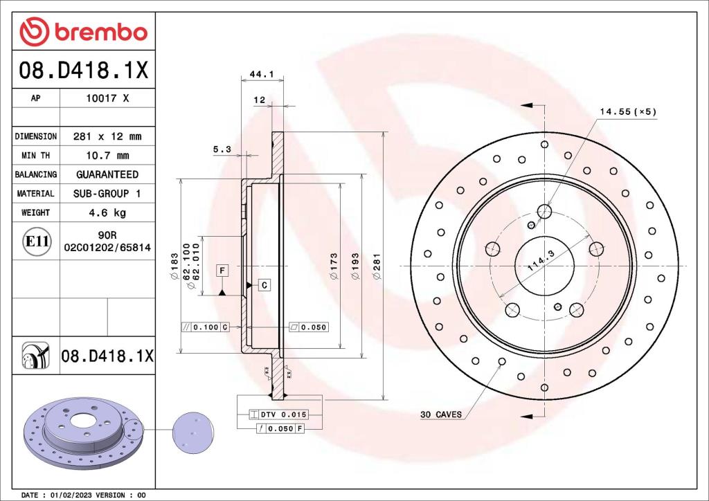 Discos de travão BREMBO ref. 08.D418.1X