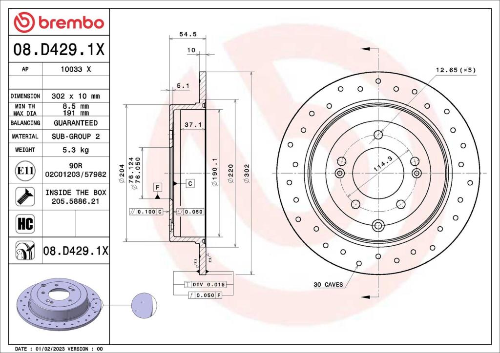 Discos de freno BREMBO 08.D429.1X
