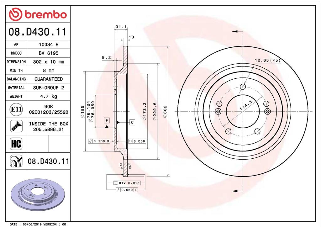 Disques de frein BREMBO 08.D430.11