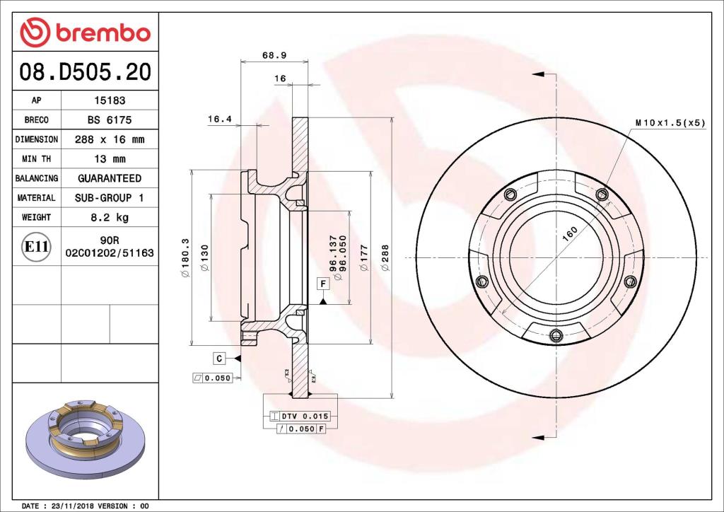 Discos de freno BREMBO ref. 08.D505.20