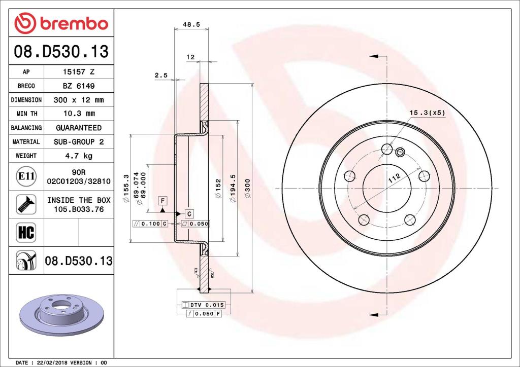 Discos de freno BREMBO ref. 08.D530.13