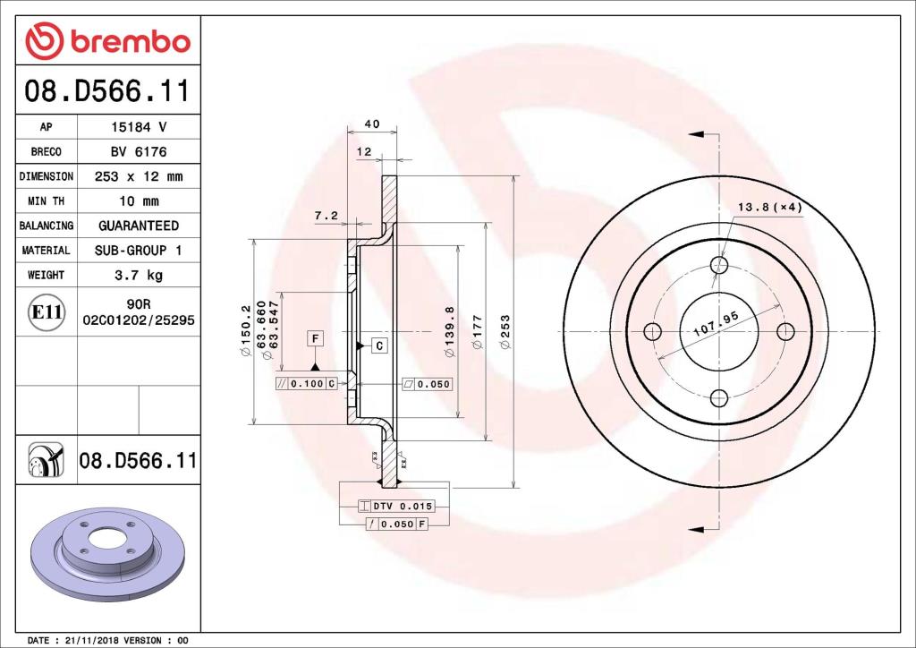 Discos de freno BREMBO ref. 08.D566.11
