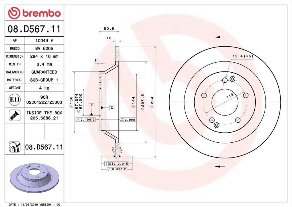 Discos de travão BREMBO ref. 08.D567.11