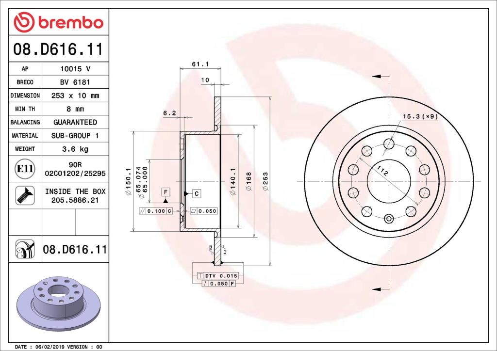 Discos de freno BREMBO ref. 08.D616.11